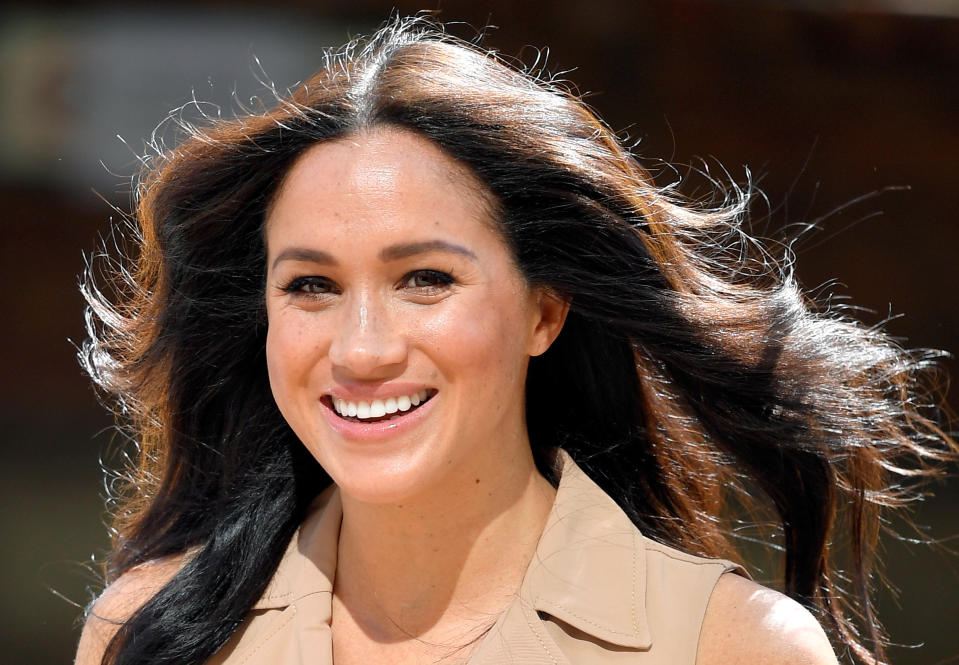 Britain's Meghan Markle, Duchess of Sussex, arrives to meet academics and students during a roundtable discussion on female access to higher education with the Association of Commonwealth Universities, at the University of Johannesburg, Johannesburg, South Africa, October 1, 2019. REUTERS/Toby Melville