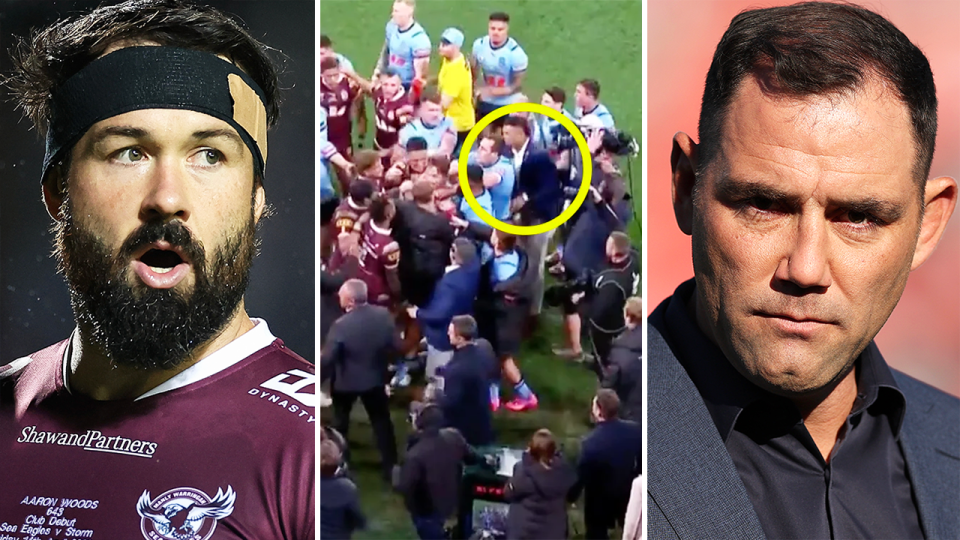 Former Blues forward Aaron Woods (pictured left) has taken a swipe at Queenslanders after Corey Parker after Cameron Smith (pictured right) slammed the ban handed to . (Images: Getty Images/NRL)