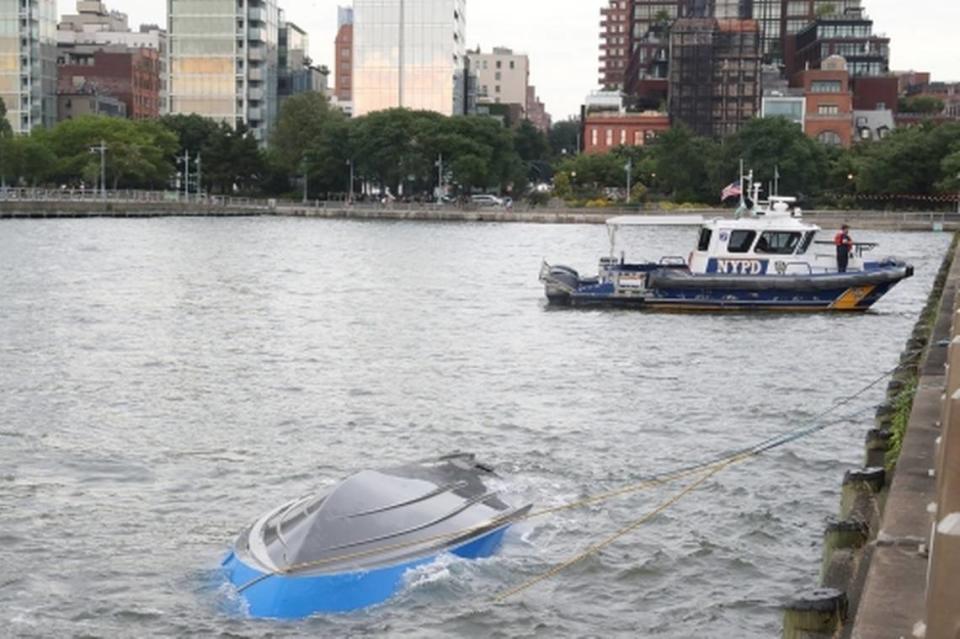 The capsized boat.
