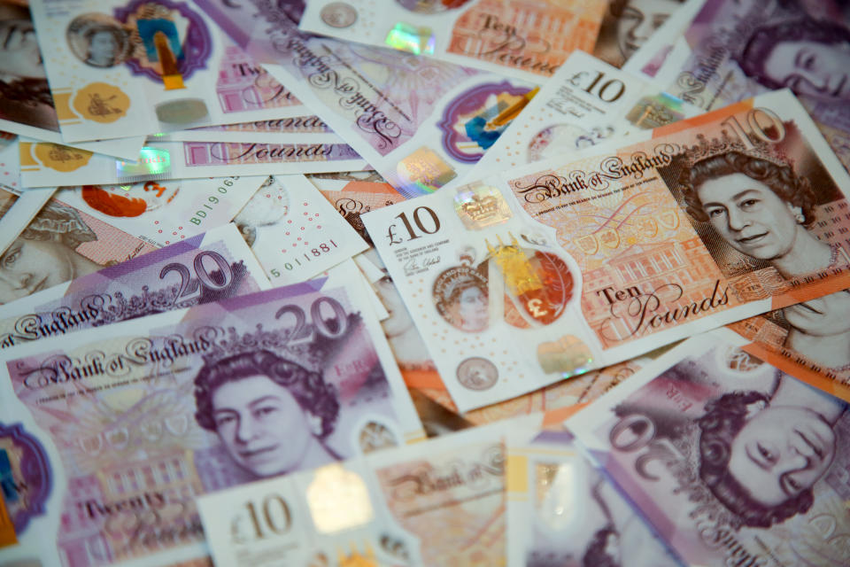 UNITED KINGDOM - 2020/08/19: In this photo illustration, a collection of British ten and twenty pound sterling banknotes are displayed. (Photo Illustration by Dinendra Haria/SOPA Images/LightRocket via Getty Images)