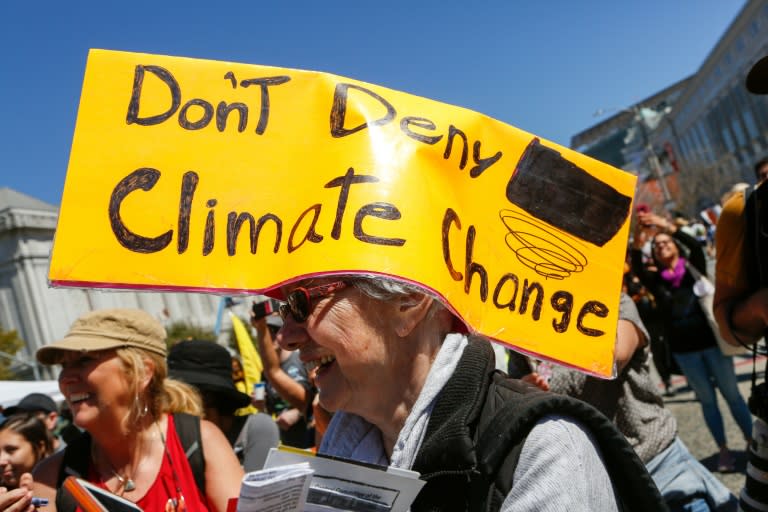 A scene from this month's 'Rise For Climate' event in San Francisco, which took place as as a monster hurricane bore down on the US eastern seaboard