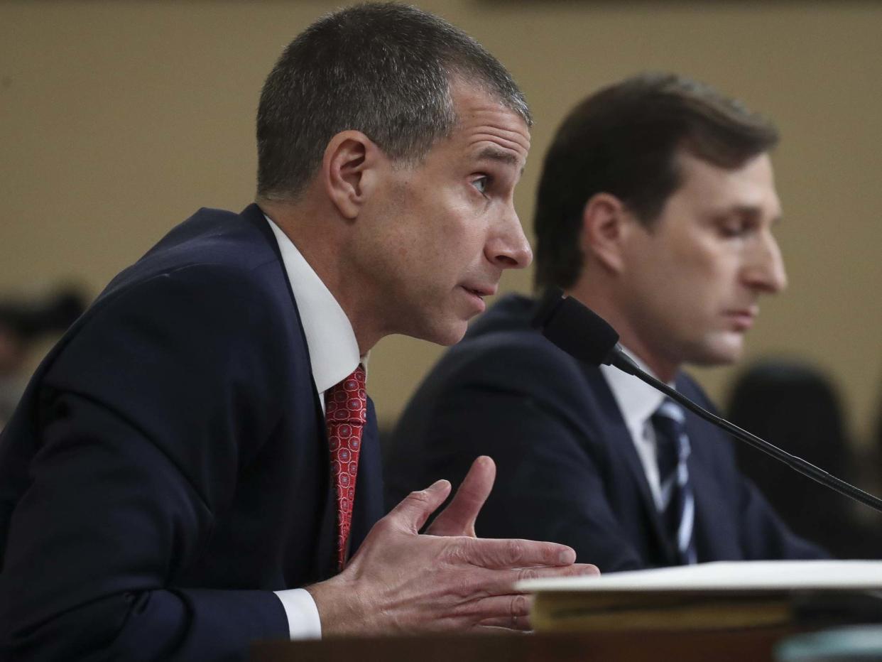 Lawyers for the House Intelligence Committee Stephen Castor representing the minority Republicans, and, Daniel Goldman representing the majority Democrats, testify before the House Judiciary Committee: Getty Images