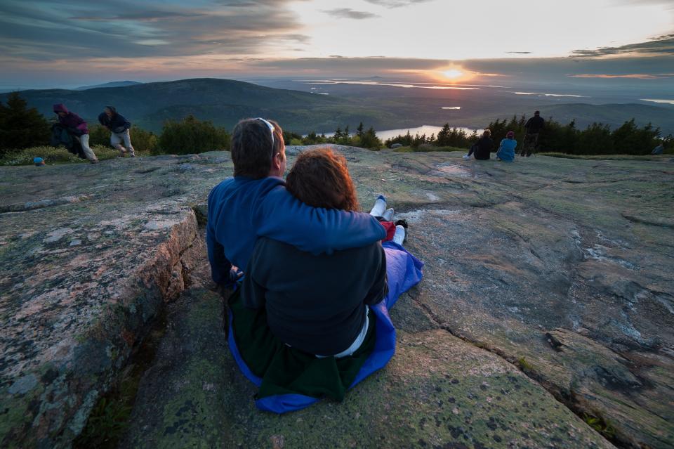 Acadia National Park's Cadillac Mountain is a popular place to watch the sunrise.