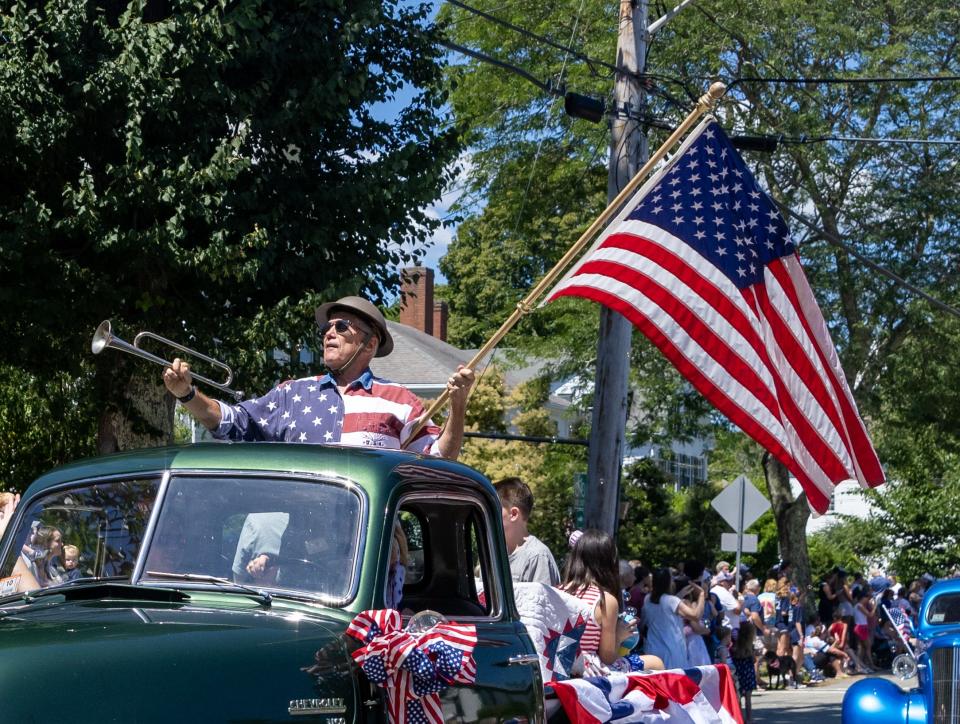 The American flag was featured throughout the Fourth of July parade on Monday in Sandwich.