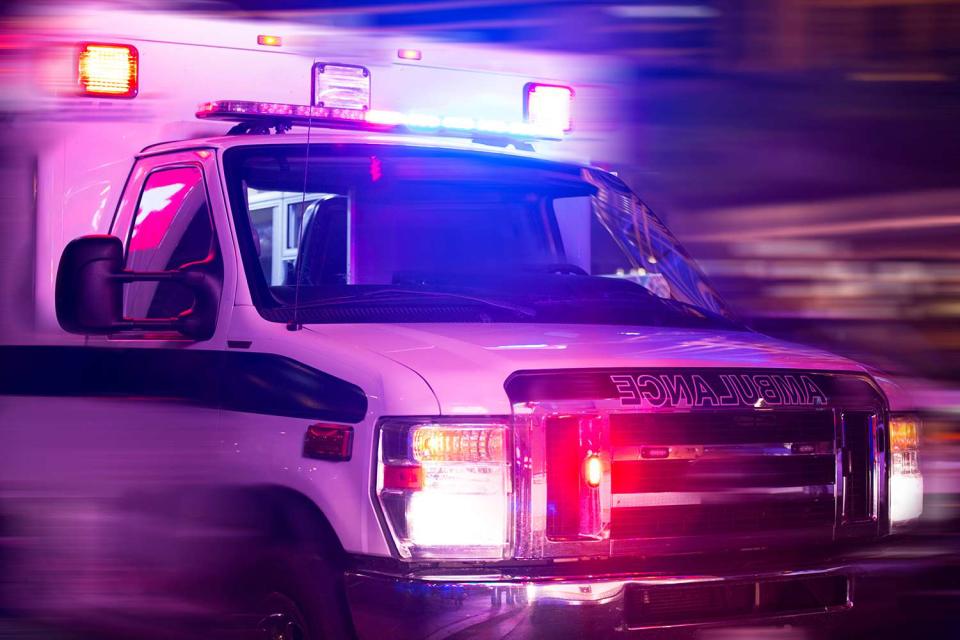 <p>Getty</p> An ambulance responds to the scene of an emergency.