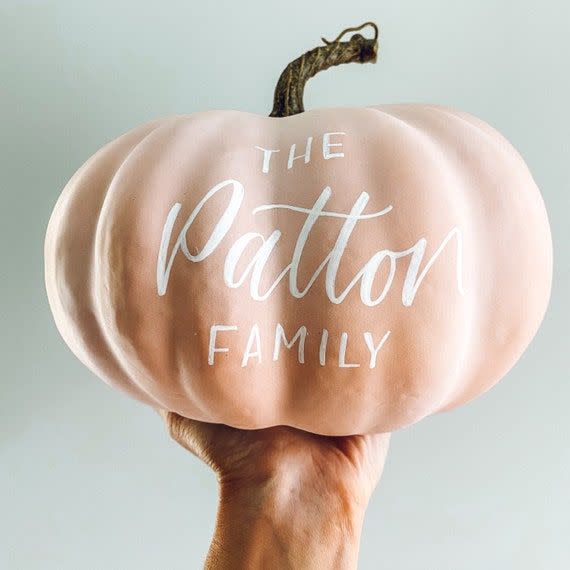 6) Large Personalized Pink Pumpkin