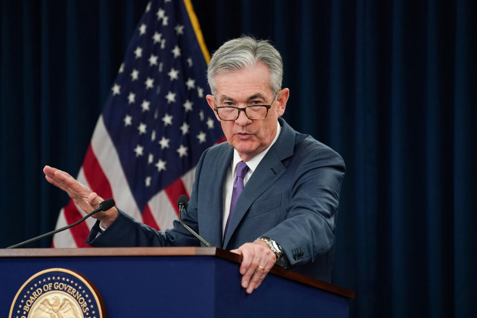 Federal Reserve Chair Jerome Powell holds a news conference following the Federal Reserve's two-day Federal Open Market Committee Meeting in Washington, U.S., July 31, 2019. REUTERS/Sarah Silbiger