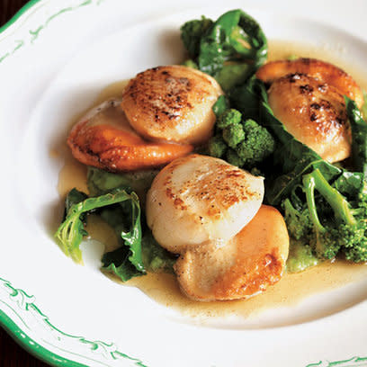 Scallops - with - purple - sprouting - brocolli - Mark Hix