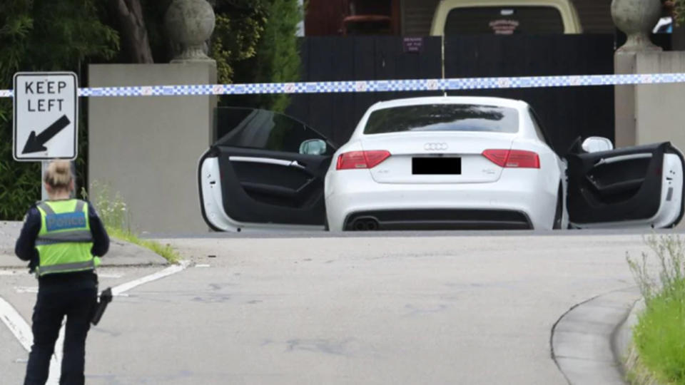 The shooting happened in a suburban street in Melbourne this morning. Source: Herald Sun/David Crosling