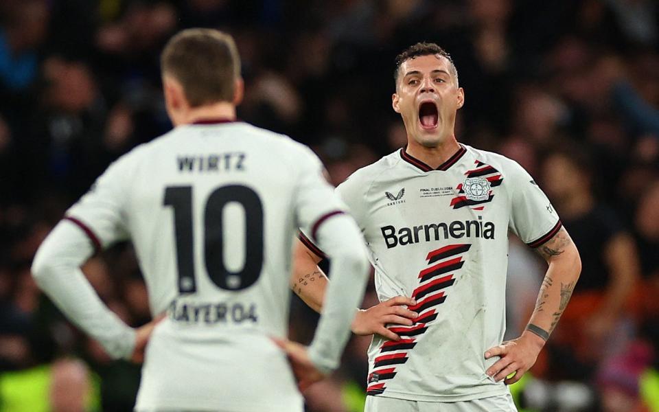 Granit Xhaka during Bayer Leverkusen's Europa League final defeat