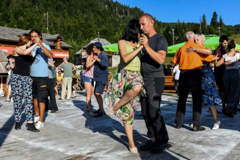 Couples dance at Tango Camp, which has become an annual summer event in the small town of Kolasin in Montenegro's rugged mountainous north