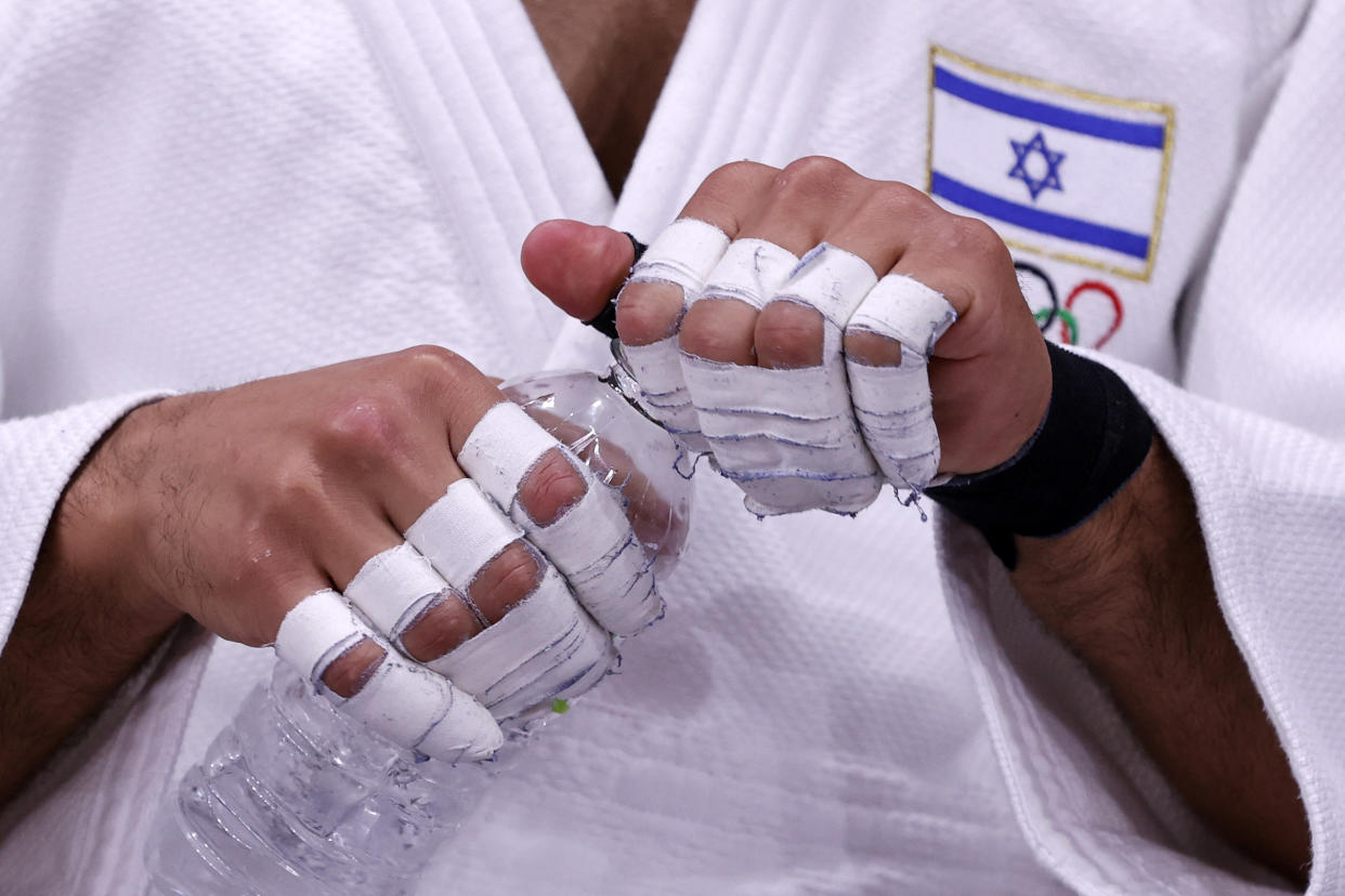 Israel's Tohar Butbul has yet to take on an opponent at the Tokyo Olympics. (Photo by Jack GUEZ / AFP) (Photo by JACK GUEZ/AFP via Getty Images)