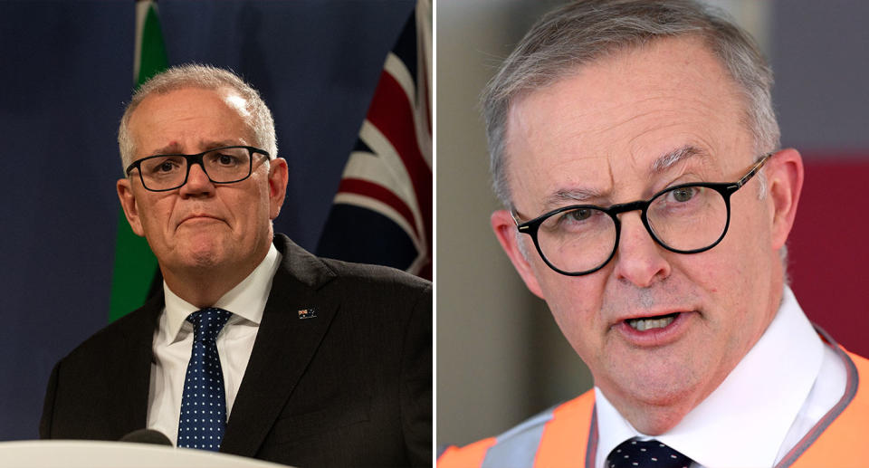 Pictured is from Prime Minister Scott Morrison on the left and Australian Prime Minister Anthony Albanese on the right