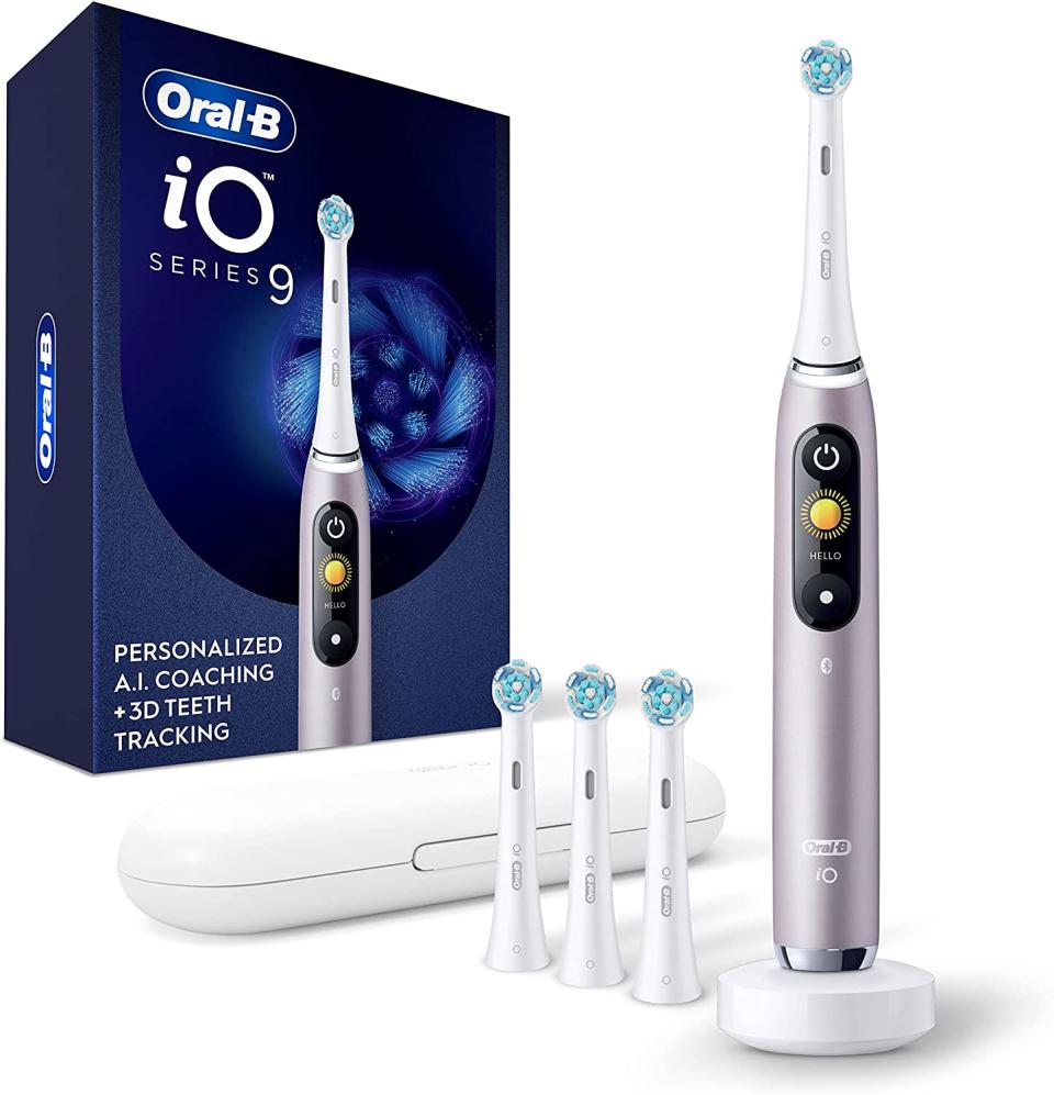 Oral-B iO Series 9 Electric Toothbrush with 4 Oral-B iO Replacement Brush Heads. Image via Amazon.