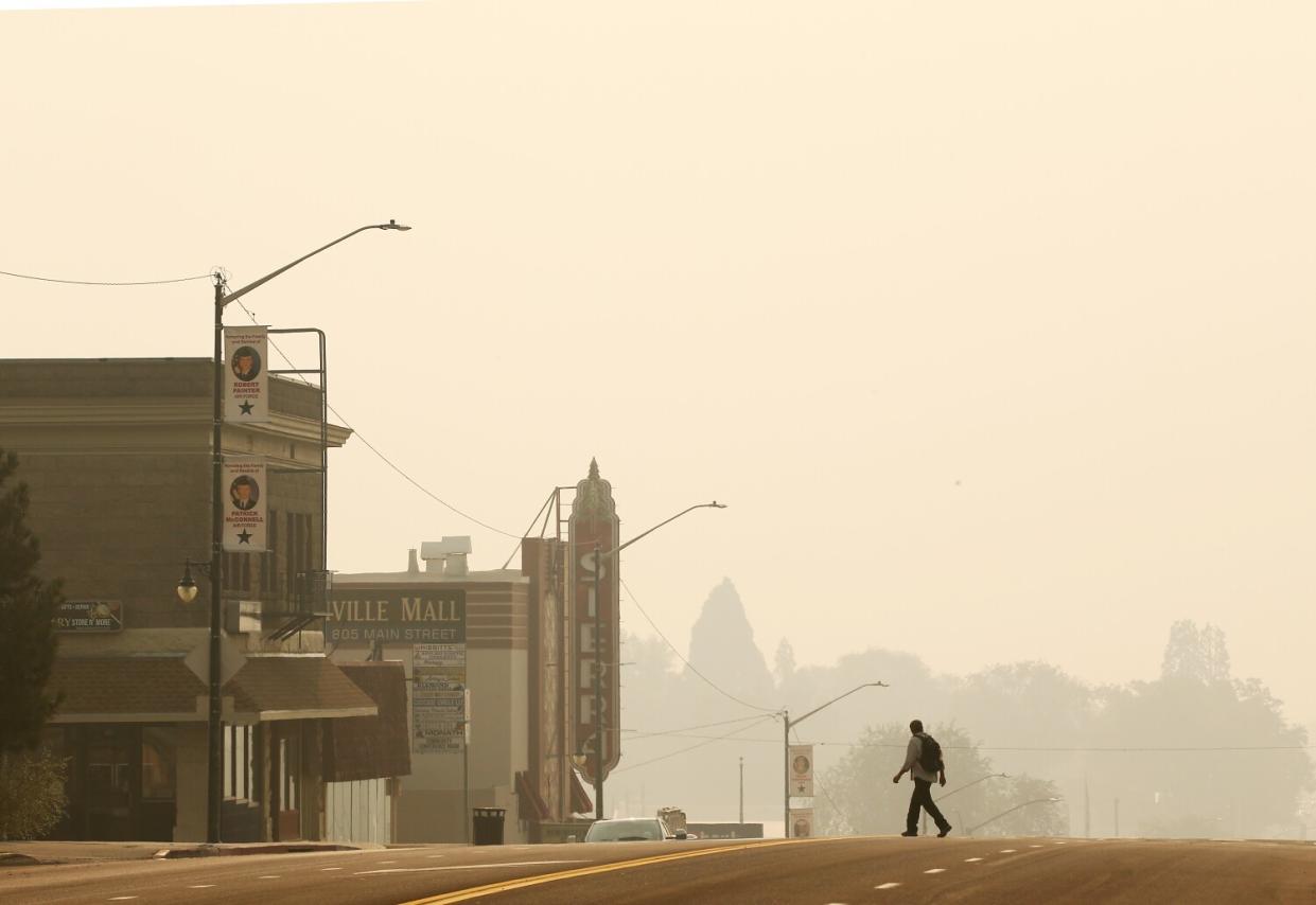 Smoke from the Dixie fire Aug. 20, 2021, in Susanville, Calif.