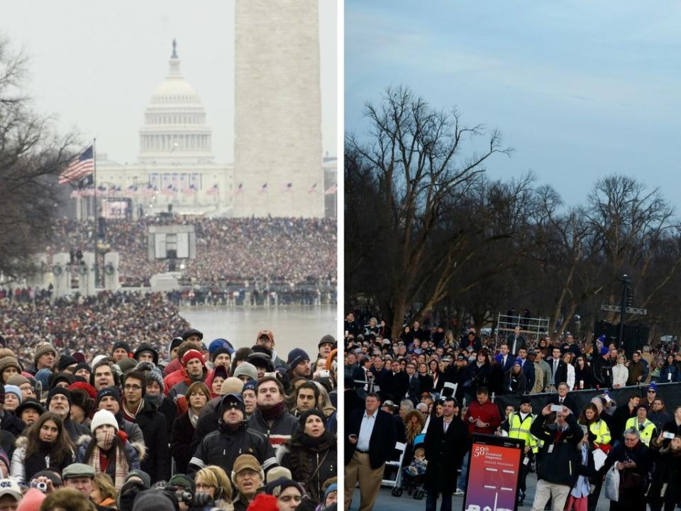 Barack Obama's Inauguration Concert (left), Donald Trump's&nbsp;Inauguration Concert (right).