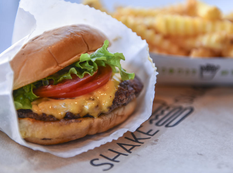 WASHINGTON, DC - JANUARY 28 :  Shown is the ShackBurger and fries at the Shake Shack on January 28, 2015 in Washington, D.C. The burger chain is expecting its IPO later this week. (Photo by Ricky Carioti/The Washington Post via Getty Images)