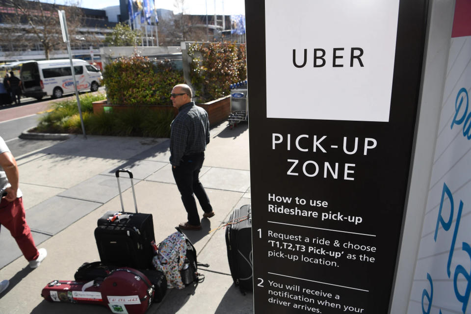 An Uber pick-up zone at the airports. Source: AAP