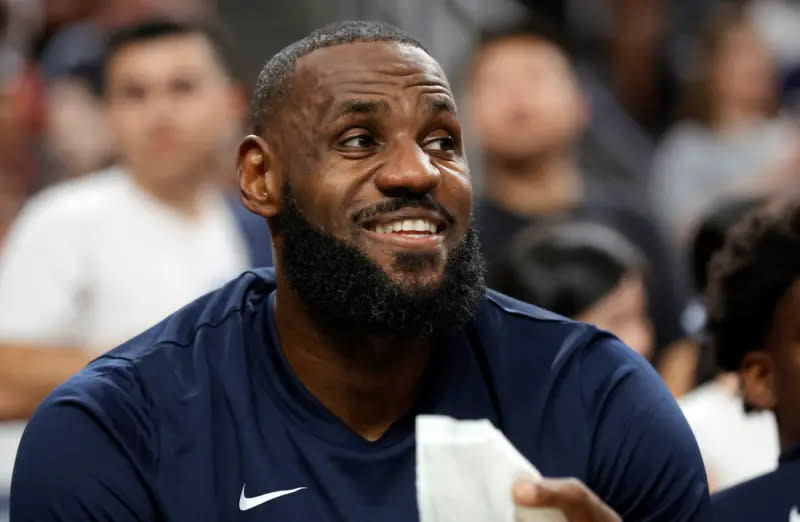 ▲「詹皇」LeBron James再次參加奧運之旅，他近期在受訪時暗示自己不會參加4年後的洛杉磯奧運，同時也表示若讓自己可以再選擇一個奧運項目參加，他會選擇田徑4X100公尺接力。（圖／美聯社／達志影像）