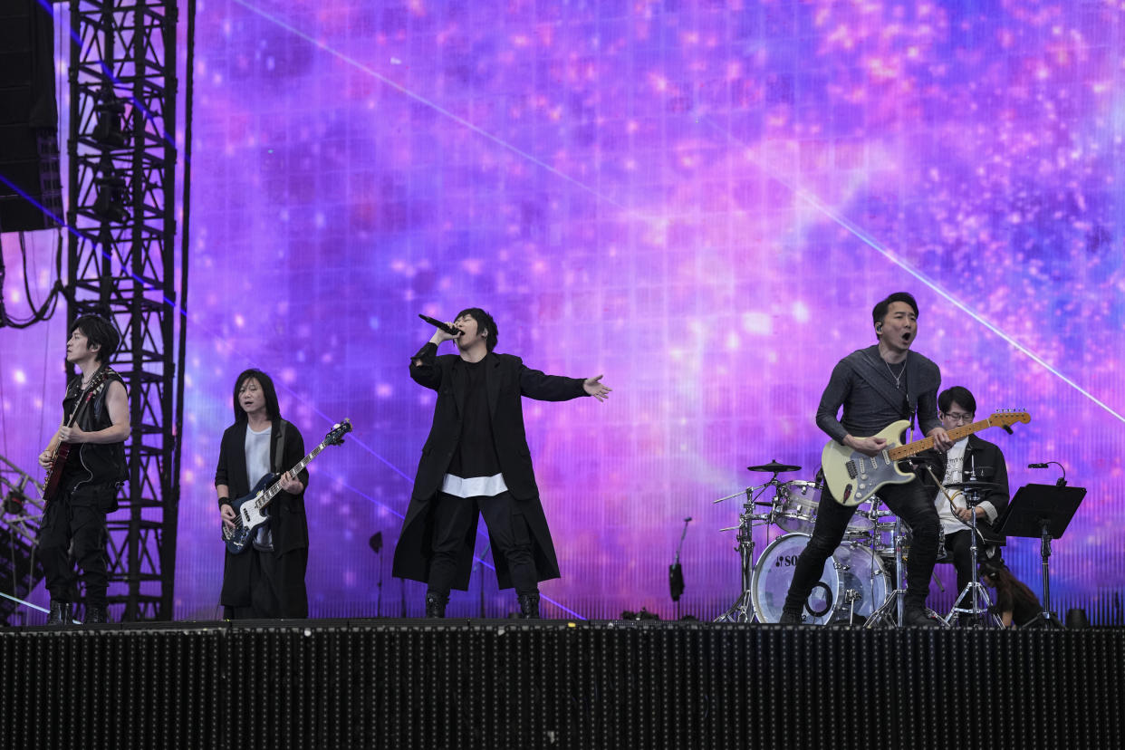 Taiwanese rock band Mayday performing at the Birds' Nest stadium in Beijing in May. 