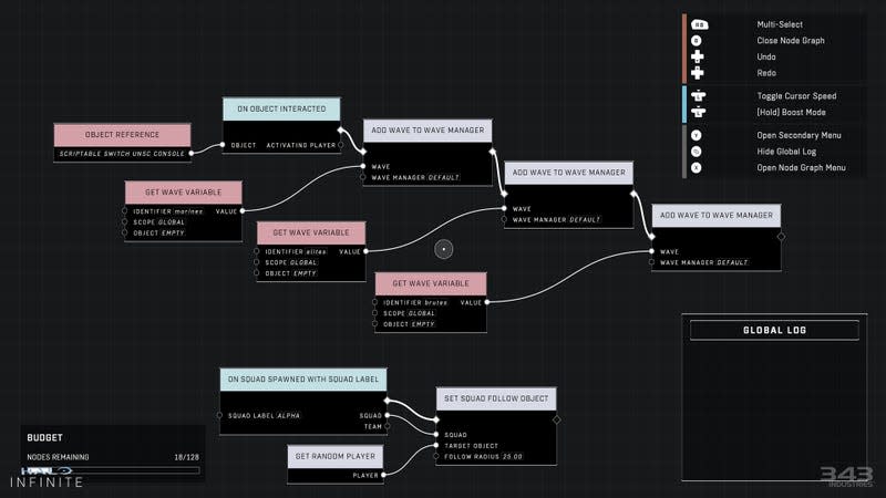 A screenshot shows a selection of node boxes connected.