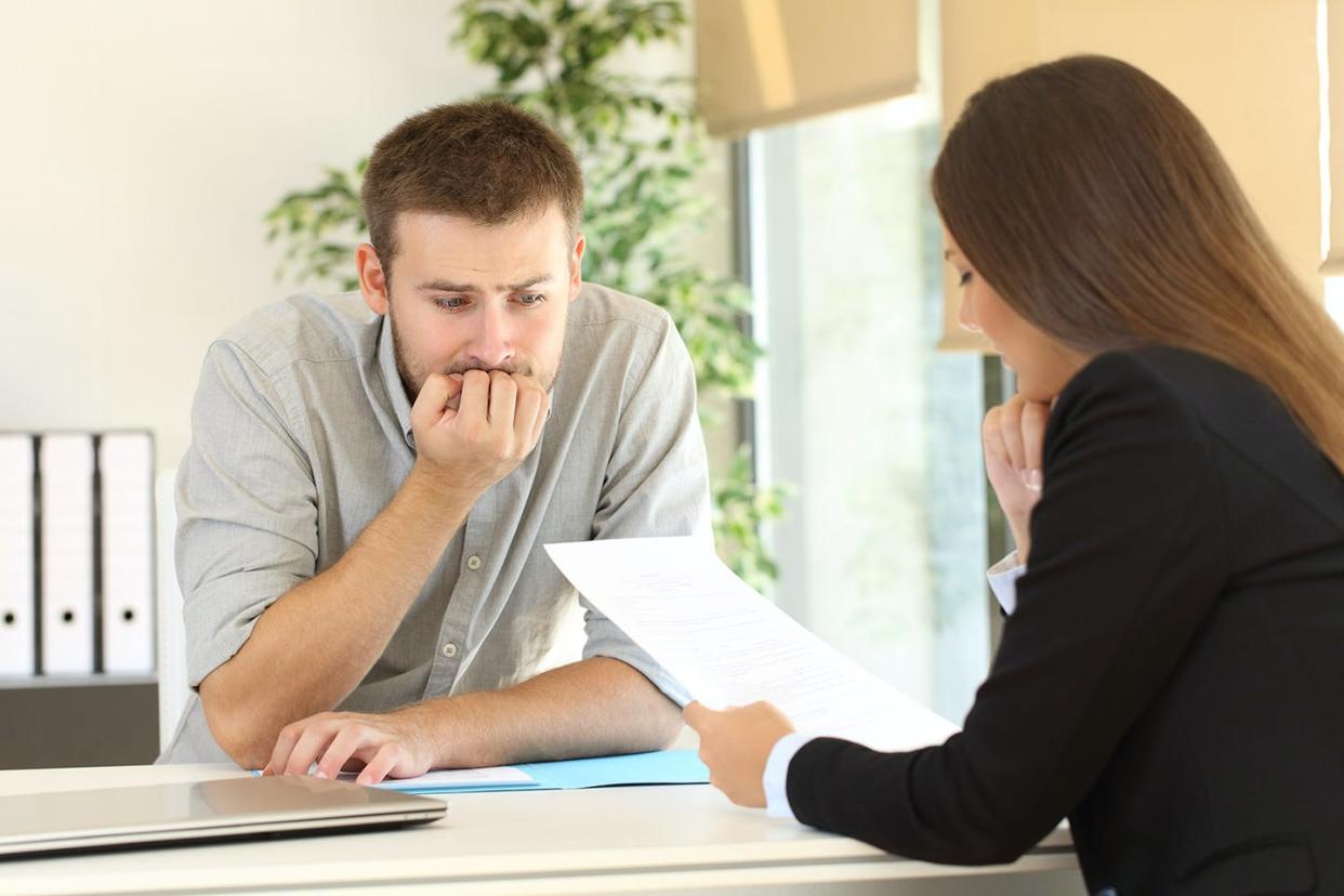 <span class="caption">Should she trust her gut or her head?</span> <span class="attribution"><span class="source">Job interview via www.shutterstock.com</span></span>