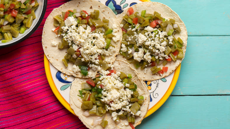 Nopal tacos on plate