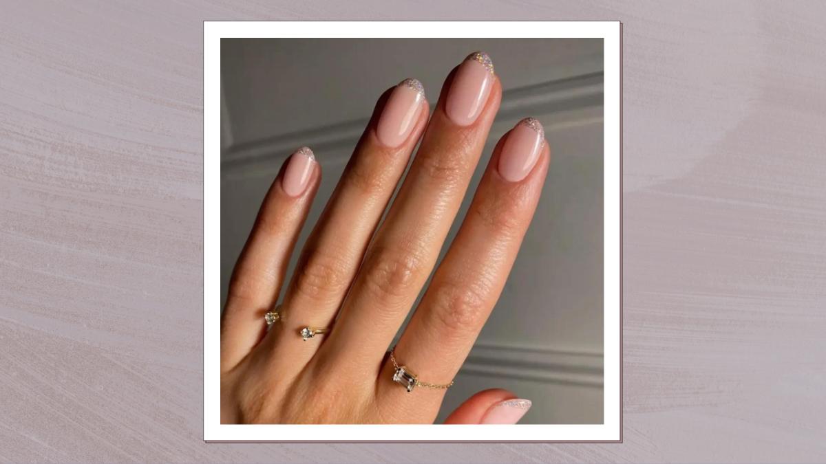 This Shimmering Take On The French Manicure Looks So Luxe And Is Set   443fbc8e783bbb0c9ded915160d6dbc7