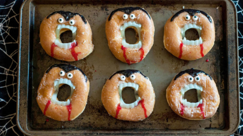 <p>This fun food project will keep you from being “bored to death” this Halloween.</p><p><strong>Get the recipe: </strong><a href="https://www.sheknows.com/food-and-recipes/articles/1051239/creepy-vampire-doughnuts-recipe/" rel="nofollow noopener" target="_blank" data-ylk="slk:No Bake Vampire Donuts;elm:context_link;itc:0;sec:content-canvas" class="link ">No Bake Vampire Donuts</a></p>
