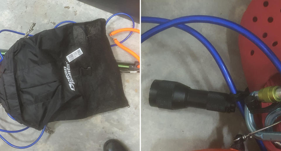 A black bag and a torch were found off Narrawallee Beach Headland.