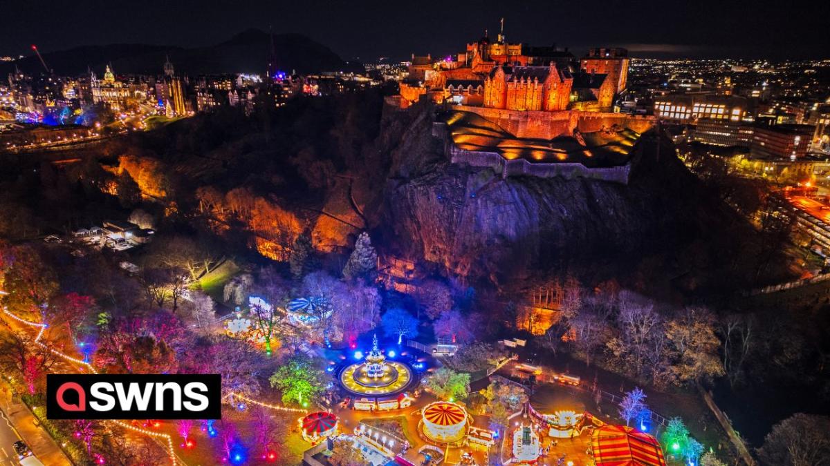 Edinburgh's Christmas market and castle lit up with festive cheer