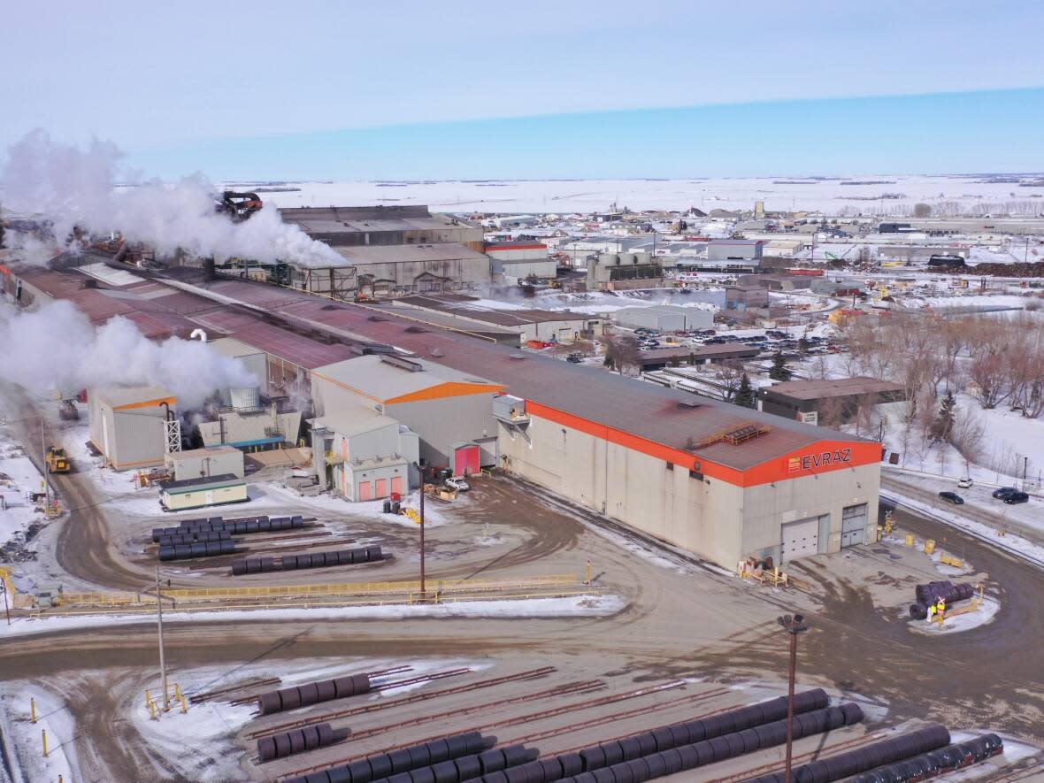 Regina's Evraz Steel plant employs roughly 1,200 people. It is being put up for sale by its Russian ownership. (Cory Herperger/CBC - image credit)