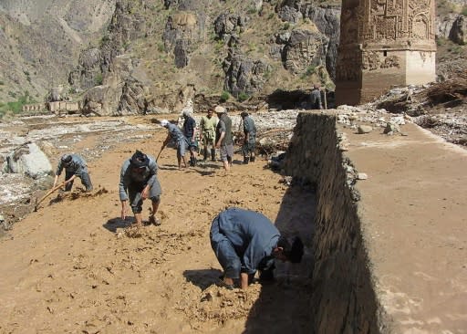 The Afghan government hired a local crew who worked for three days to channel water away from the minaret of Jam