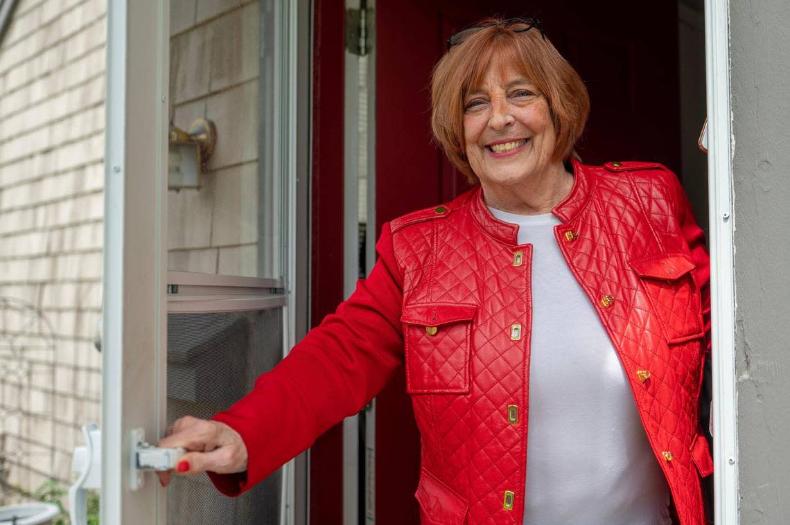 Suzi Sanderson, is seen at her home on Monday, April 24, 2023, in Lenexa. Sanderson is the first Kansas City resident featured on the new Amy Poehler-produced reality show called, “Swedish Death Cleaning”.