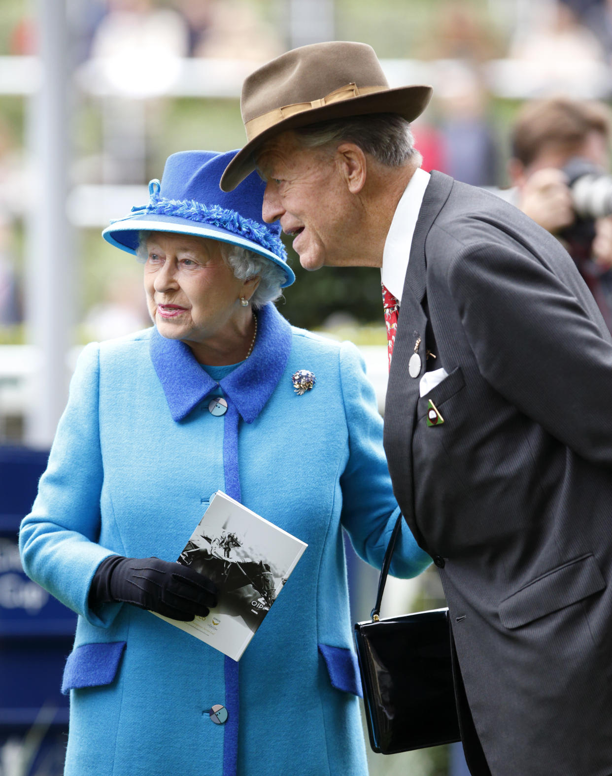 ASCOT, UNITED KINGDOM - OCTOBER 18: (EMBARGOED FOR PUBLICATION IN UK NEWSPAPERS UNTIL 48 HOURS AFTER CREATE DATE AND TIME) Queen Elizabeth II and Sir Michael Oswald attend the QIPCO British Champions Day at Ascot Racecourse on October 18, 2014 in Ascot, England. (Photo by Max Mumby/Indigo/Getty Images)