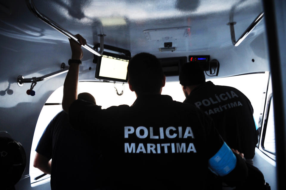 The Arade's crew scans a radar before dawn in the eastern Mediterranean, looking for refugees and migrants attempting to cross from Turkey to Greece.