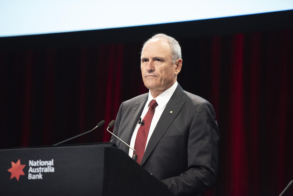 NAB Chairman Ken Henry addresses NAB’s 2018 annual general meeting in Melbourne, Wednesday, December 19, 2018. (AAP Image/Ellen Smith)