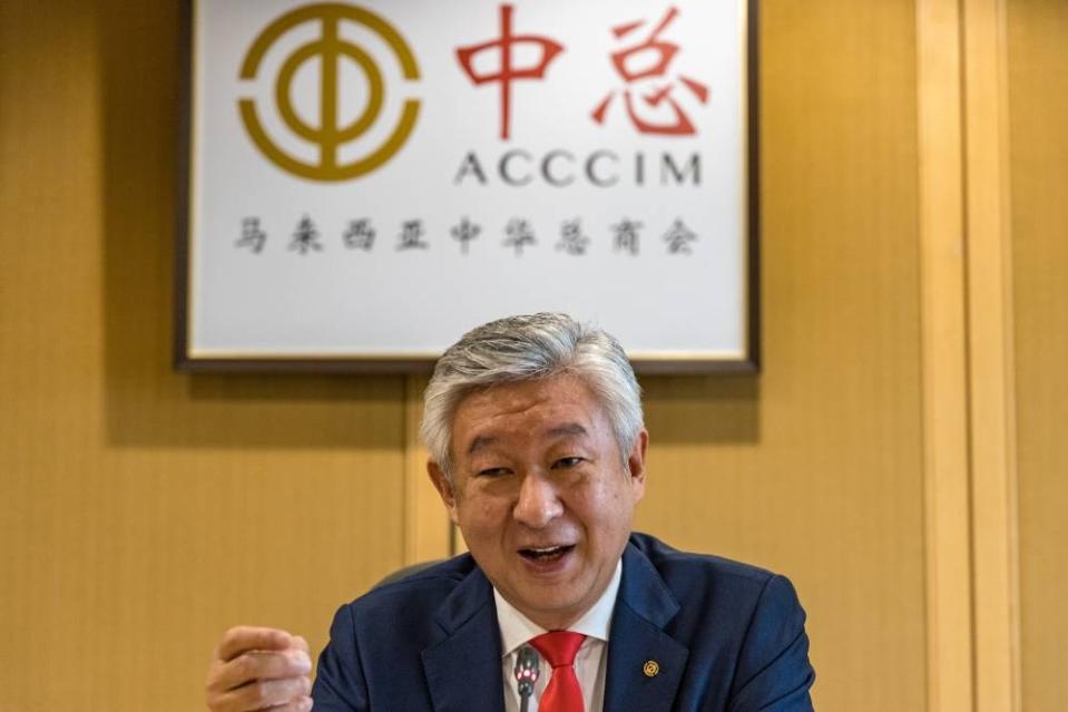 ACCCIM President Datuk Low Kian Chuan speaks during a press conference at Wisma Chinese Chamber in Kuala Lumpur August 4, 2022. — Picture by Firdaus Latif