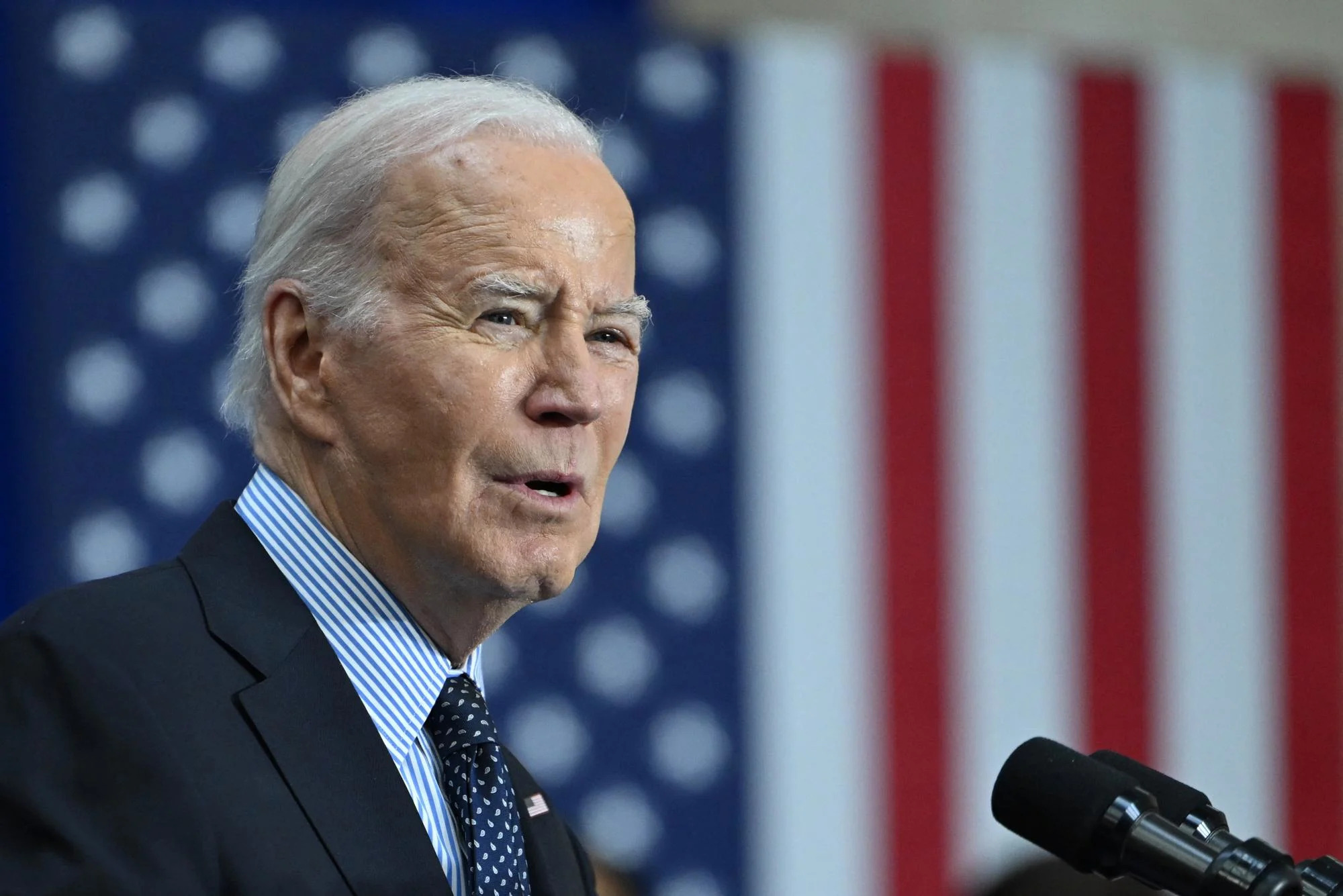 <span>Joe Biden speaks in Washington DC on Tuesday.</span><span>Photograph: Andrew Caballero-Reynolds/AFP/Getty Images</span>