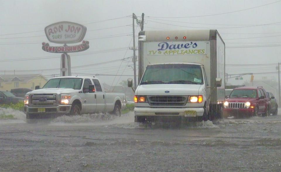 Roadways on Long Beach Island flood as drainage systems can't keep up the the volume of rain. July 10, 2020