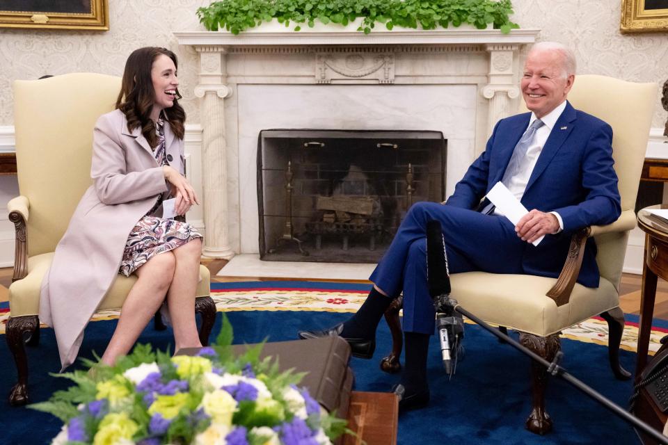 Jacinda Ardern meeting with President Biden at the White House on May 31, 2022.  (Saul Loeb / AFP via Getty Images file)