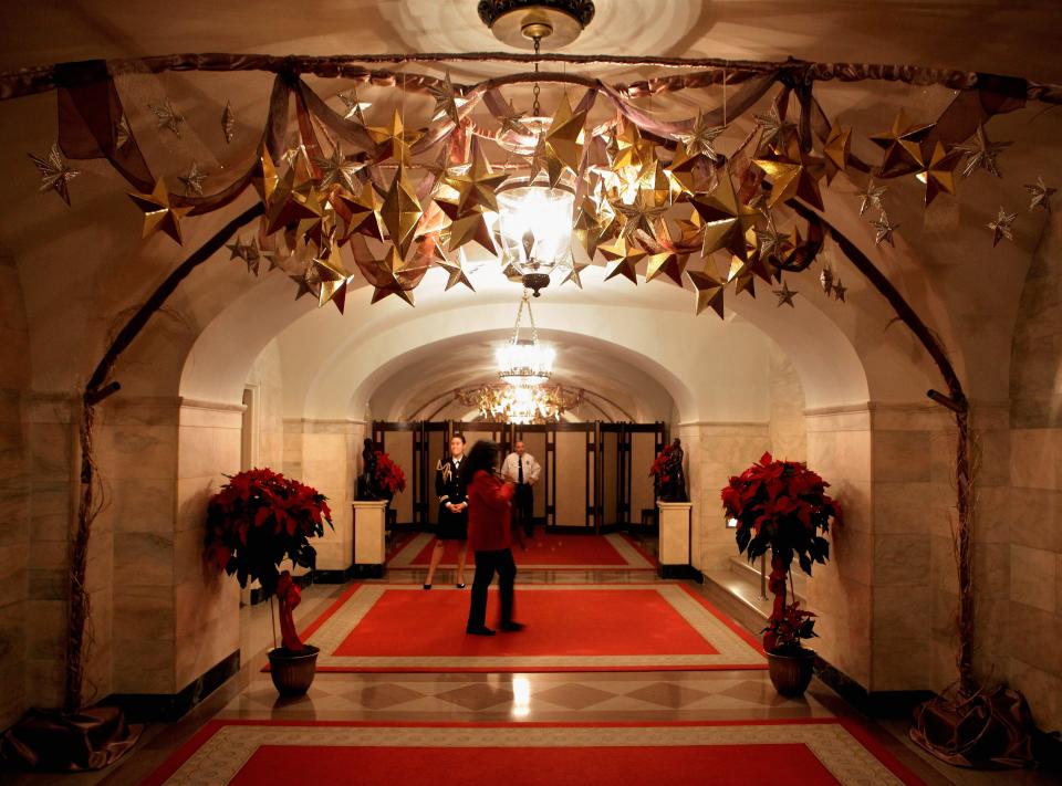 Star-shaped Christmas decorations in the White House in 2011.