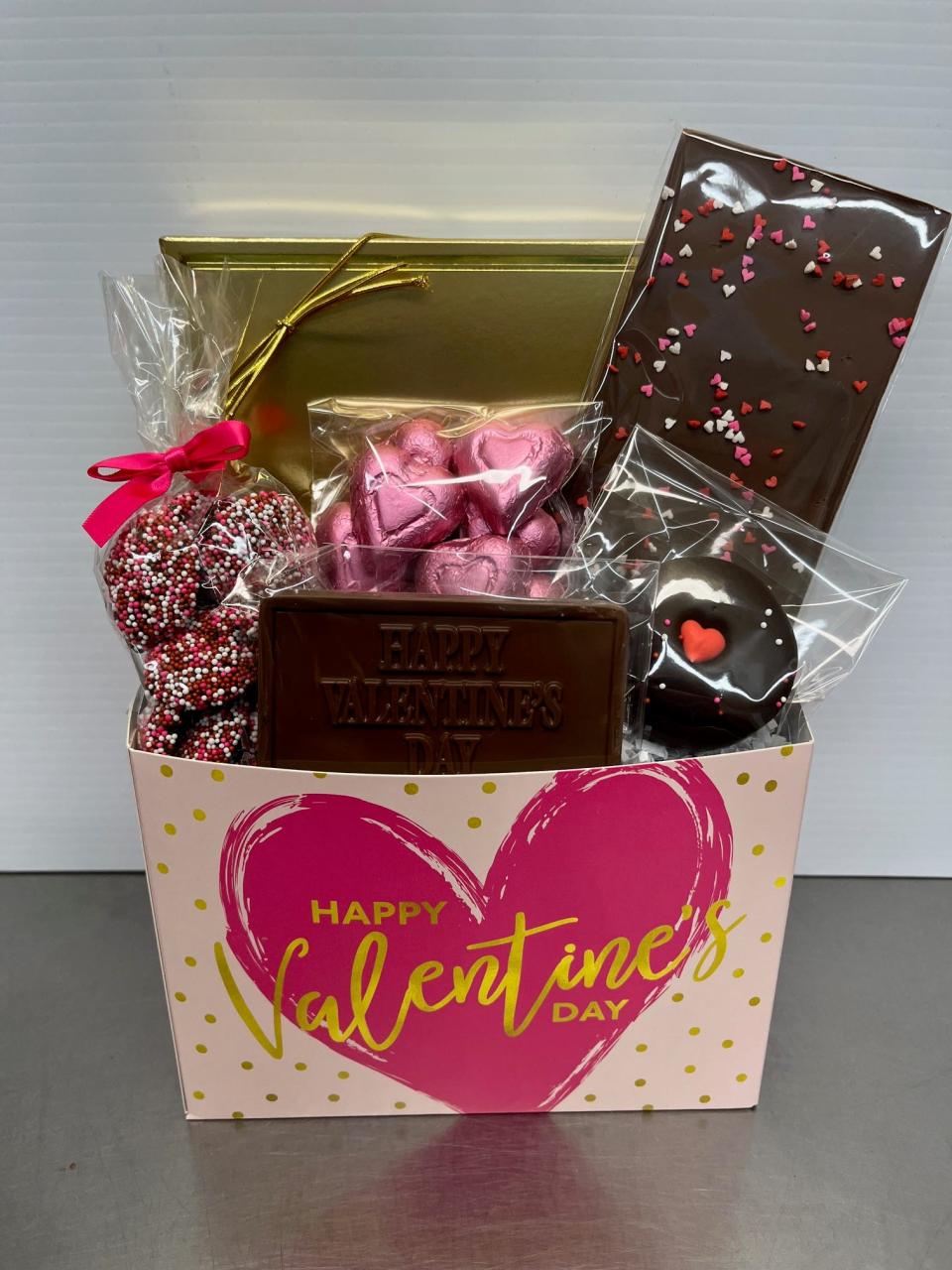 Valentines Day box with assorted chocolates on offer at Fedeles Chocolates.