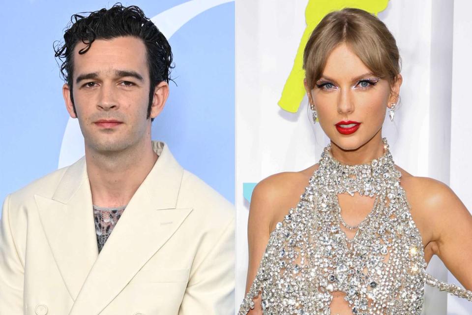 Stephane Cardinale - Corbis/Corbis via Getty Images; Arturo Holmes/FilmMagic Matthew Healy and Taylor Swift