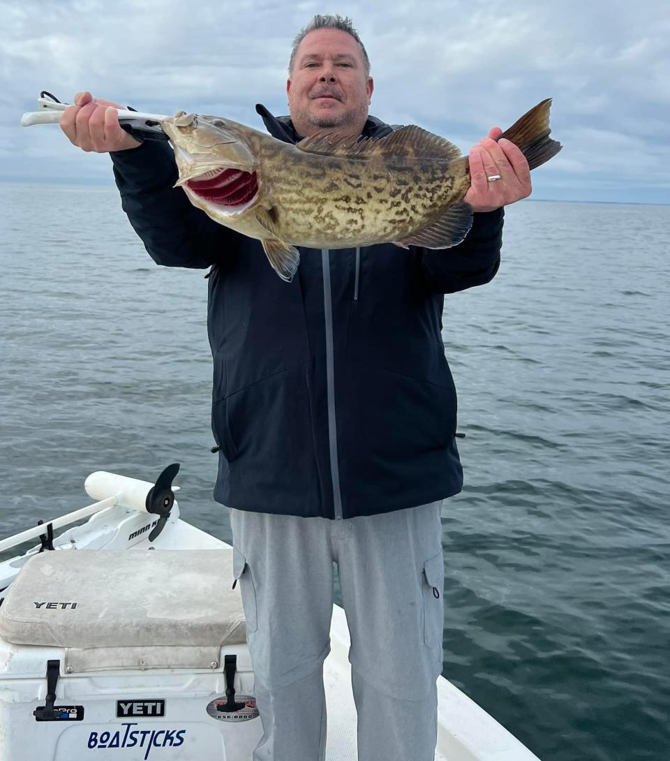 Shane Stewart of Tallahassee, FL holds up a nice gag that didn’t get away. Shane’s catch came while fishing with the Boatsticks team near the St Mark’s lighthouse in 20’ of water.