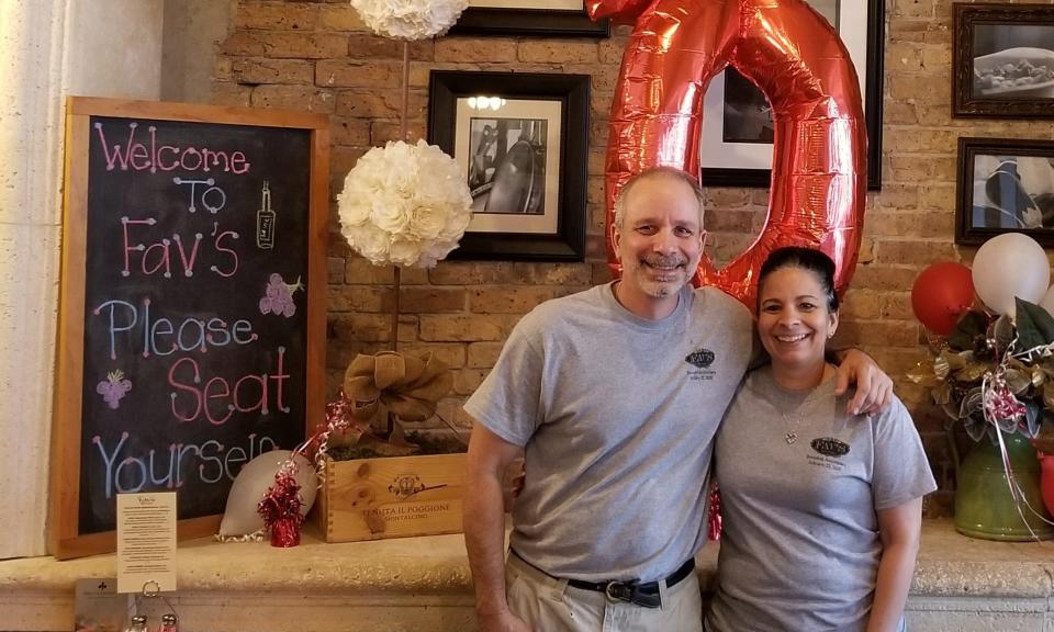 Siblings Michael Favasuli and Maria Favasuli-Wagner are the owners of Fav’s Italian Cucina. The downtown Bradenton restaurant at 419 Old Main St. opened Feb. 22, 2000.  Here they are celebrating their 20th anniversary.