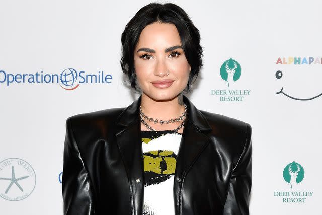 <p>Alex Goodlett/Getty</p> Demi Lovato in April 2023