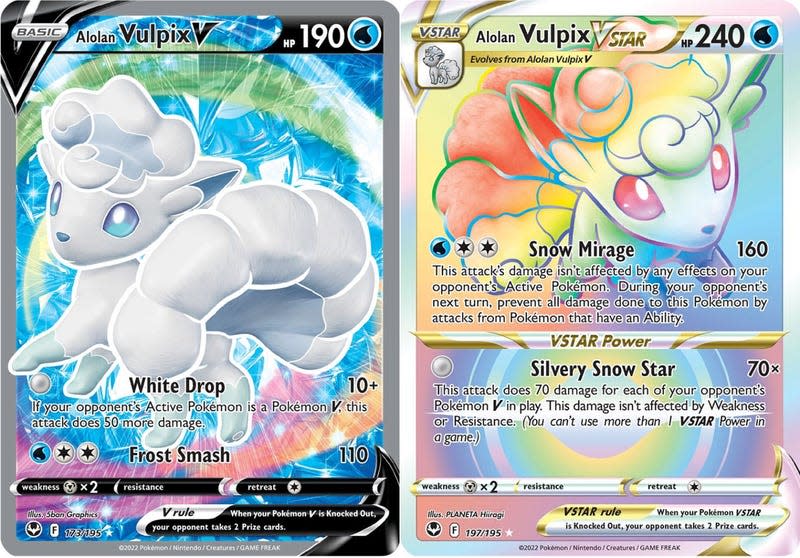 The Vulpix V and Vulpix VSTAR card.