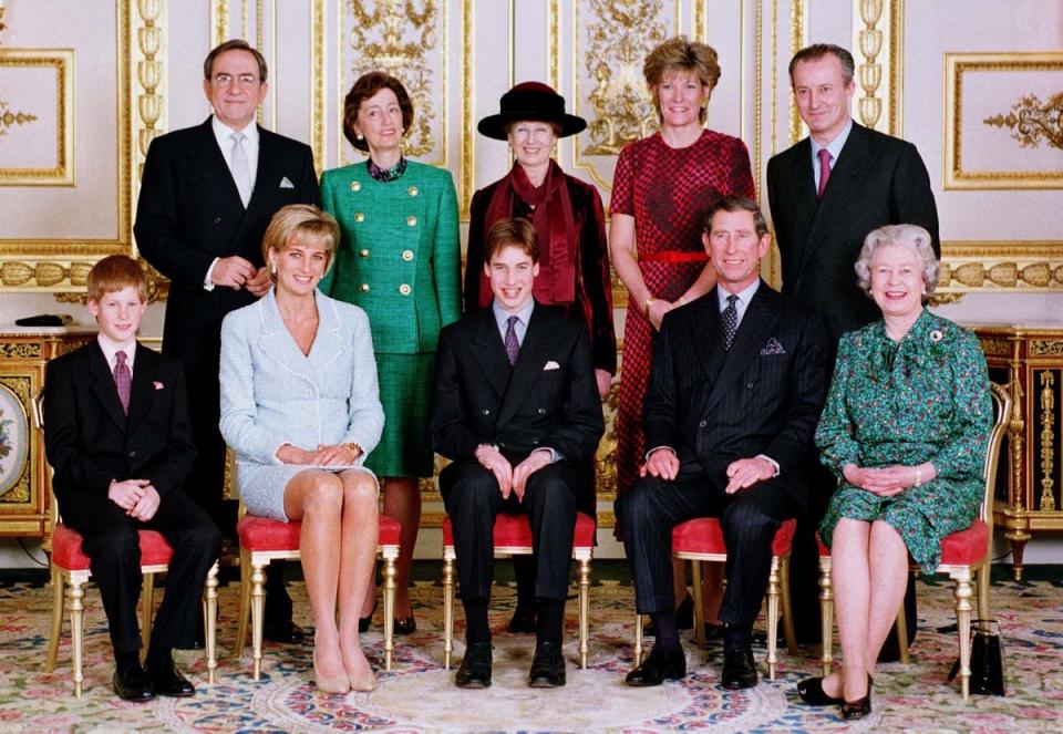 Lady Susan Hussey, back second from right, is Price William’s godmother a source confirmed (PA)