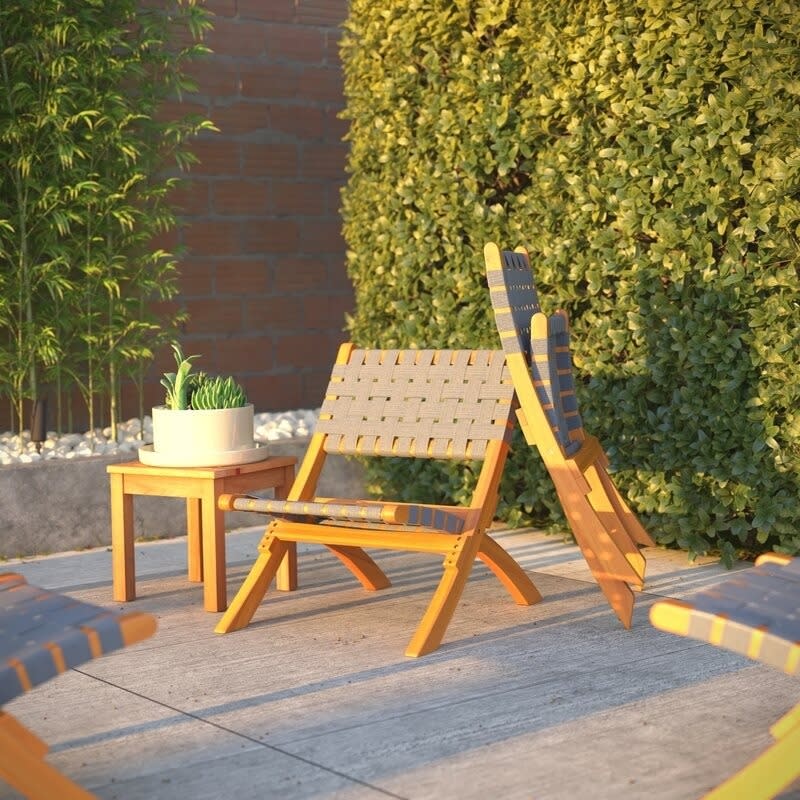 gray folding chairs on patio